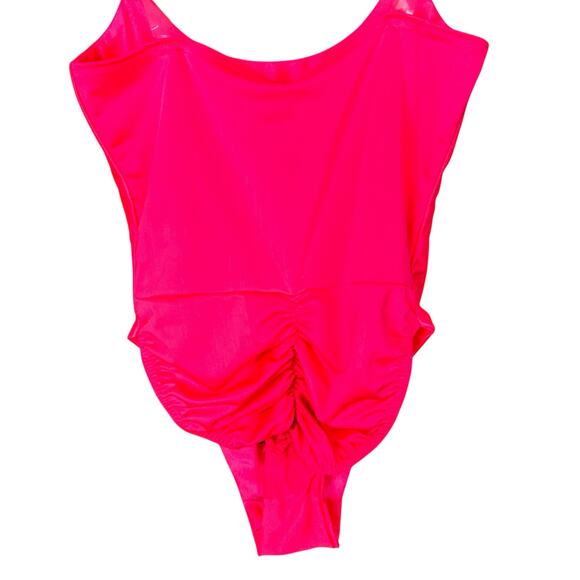 PrettyLittleThing Neon Pink Clear Strap Scoop neck Swimsuit Size 4 NWT Festival - Picture 7 of 9